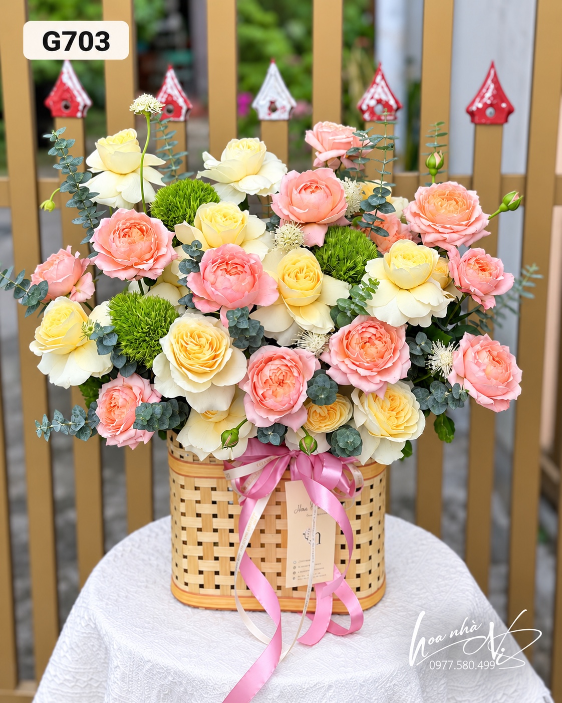 Giỏ hồng pastel – G703